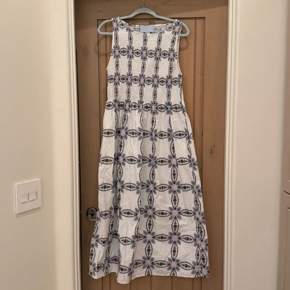 EUC Hill House Cosima Dress Marseille Geo Cotton Sateen - Picture 2 of 4